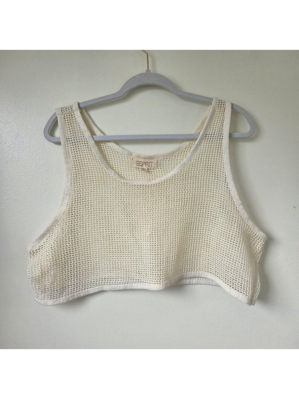 Esprit Crochet Mesh Crop Top Boho Oversized Women's Size Med